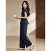 D.F.DEAR Women's Round Neck Two-Piece Set with Wide Leg Pants