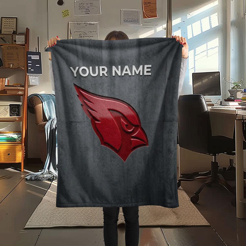 Custom Name,Arizona Cardinals Printed Flannel Blanket, Soft Throw for Bedroom Sofa, Washable, Christmas Present, Great Gift.