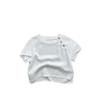 Children's Summer 2025 Cotton Linen Blouse - Korean & Japanese Style Short Sleeve T-shirt for Boys and Girls