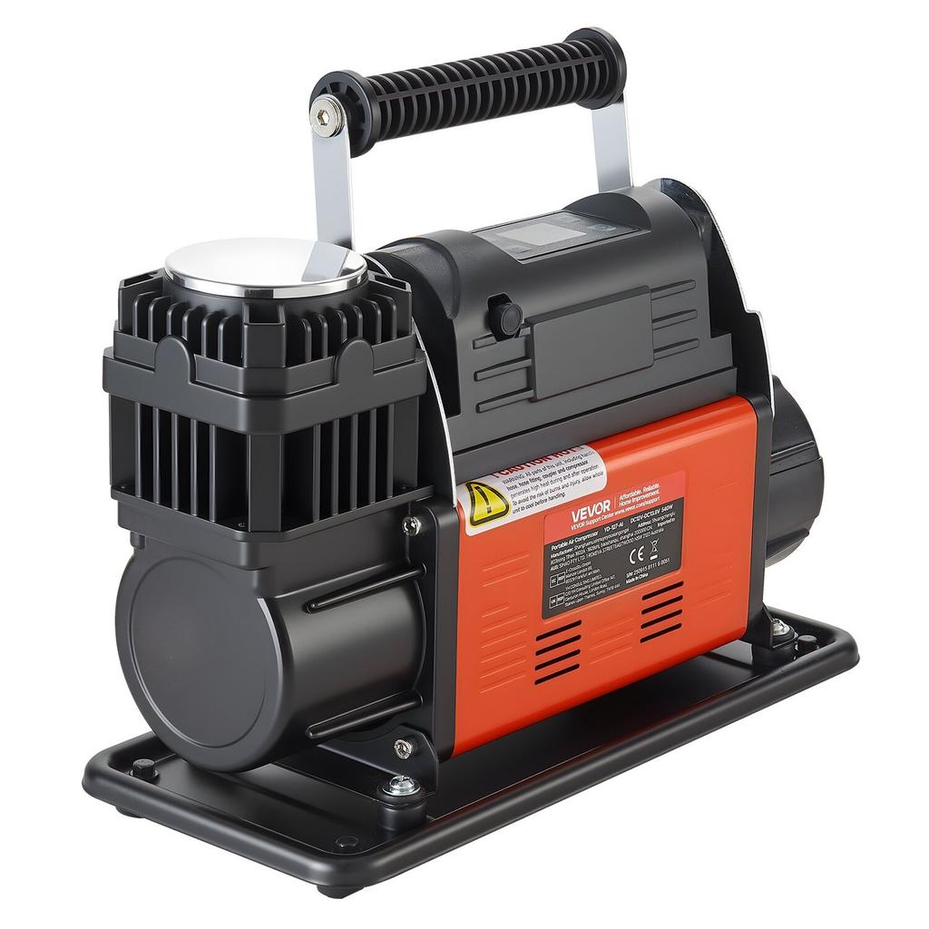 12V Heavy Duty Air Compressor, Auto-Stop Portable Tire Inflator with LCD Digital Display, 202 L/Min 150PSI Offroad Air Pump with Adapters for Trucks