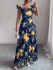 Women's Rose Print Flutter Sleeve Cinched Waist Dress, Casual Spring/Summer Wear