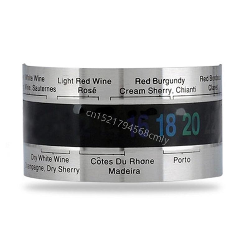 Wine Thermometer Stainless Steel Wine Temperature Bracelet Steel Ring for W/ Scr 6XDE