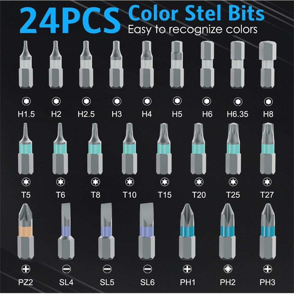 24 In 1 Magnetic Ratchet Screwdriver Set Removable Self-assembly Precision Screwdriver Kit Home Appliances DIY Repair Tool Kit
