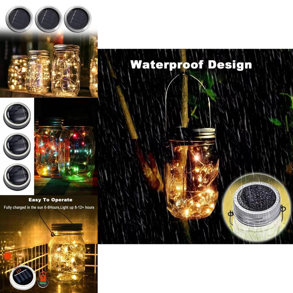 Charming Solar Powered Mason Jar Lid String Lights Perfect For Garden Decor And Outdoor Events