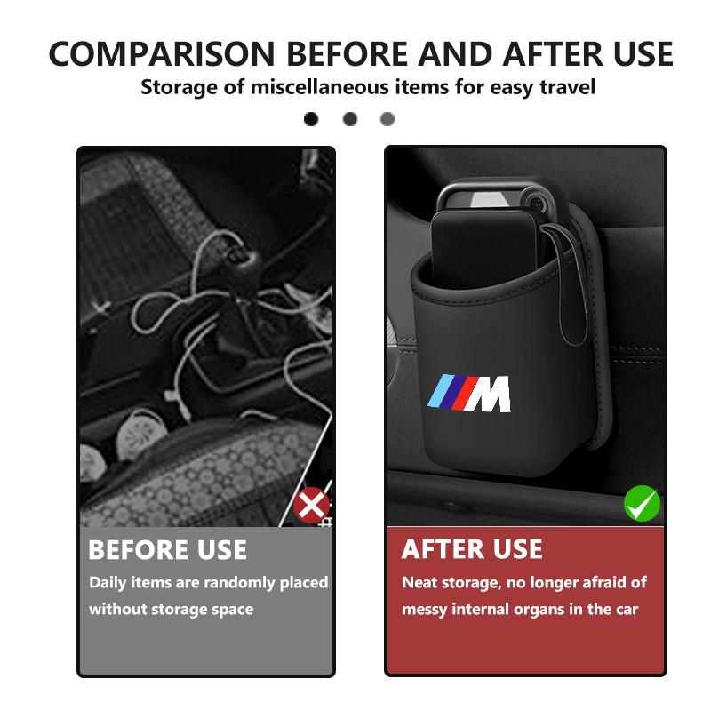 NTSM5 Leather Car Seat Cup Holder Hang Drink Storage Box Accessorie For BMW 1 3 5 7 Series M F01 F20 F10 F13 E52 E53 E60 E93