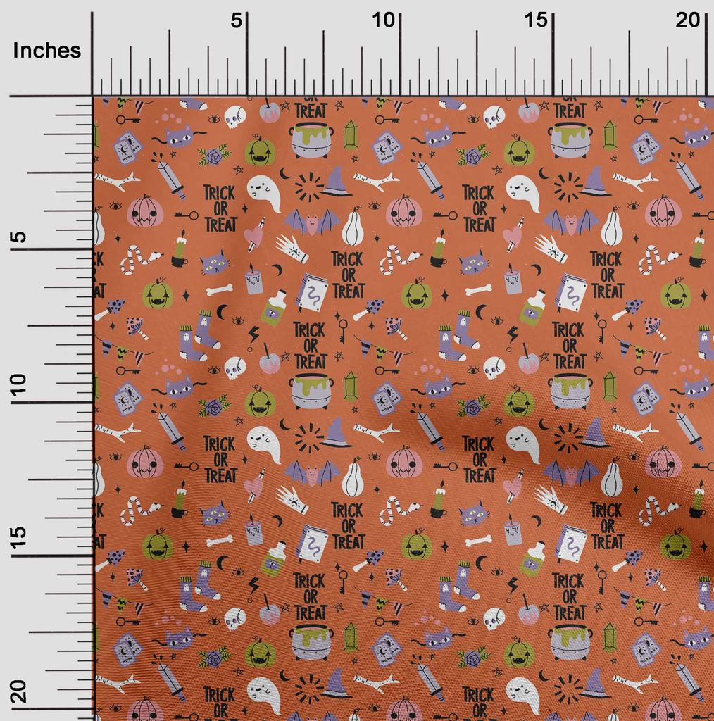 oneOone Cotton Flex Light Yellow Fabric Halloween Sewing Material Print Fabric By The Yard 40 Inch
