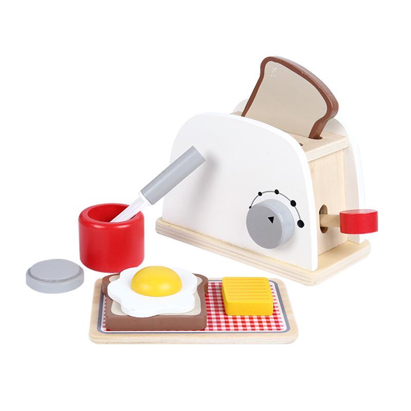 Non-Toxic Wooden Kitchen Pretend Play Toy Simulation Wooden Coffee Machine Toaster Machine Food Mixer Baby Early Learning Educational Toys