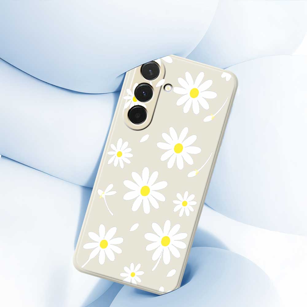 For Samsung Galaxy A36 5G Case White Daisy Pattern Printing Straight Edge TPU Phone Back Cover