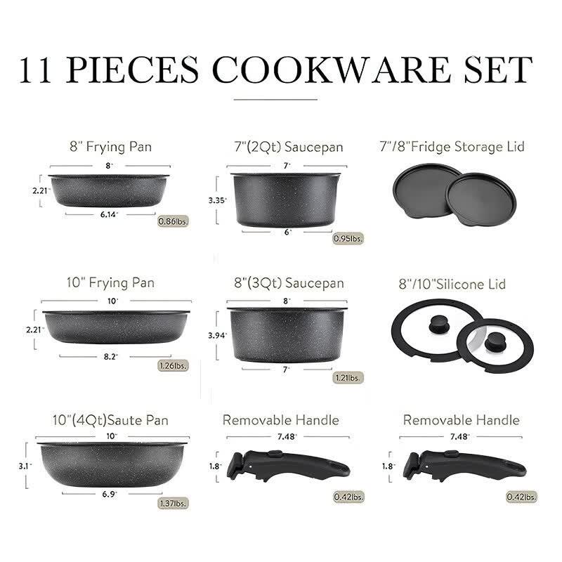 Detachable Handle Non-Stick Cookware Set