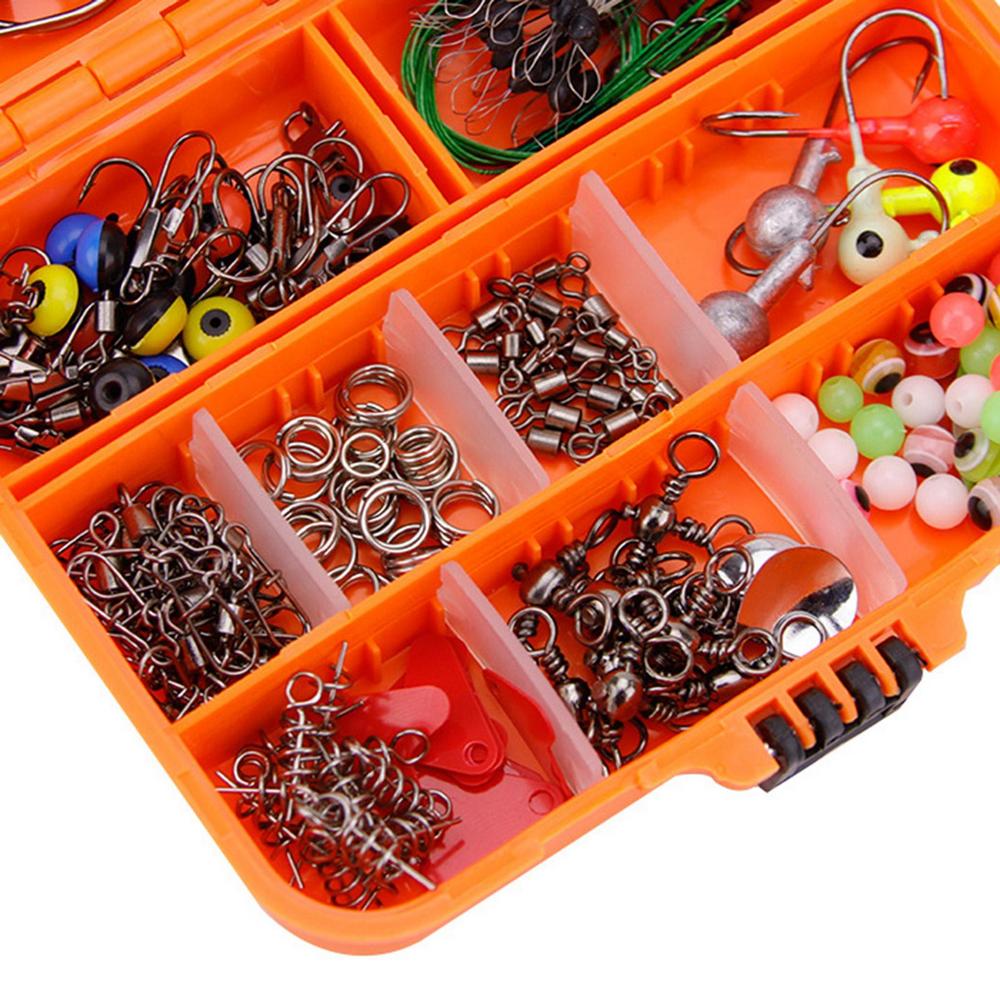 Kit accesorii pescuit 257 buc/cutie echipamente de pescuit incluse cârlige greutăți pivoți pivoți mărgele echipamente și accesorii