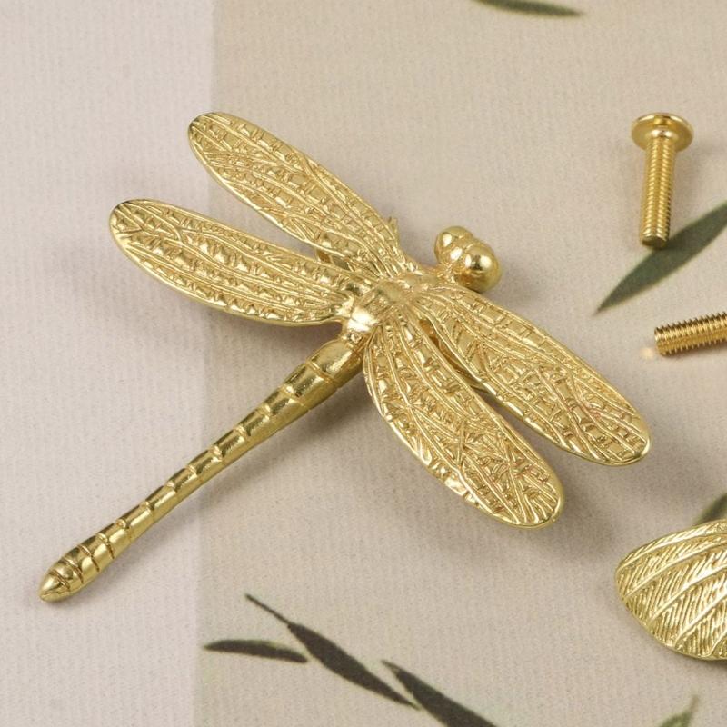 2 sady Kuchyňského kování Mosazné vážky Rukojeť pro zásuvky Snadné uchopení Instalace Vintage Domov Vylepšený