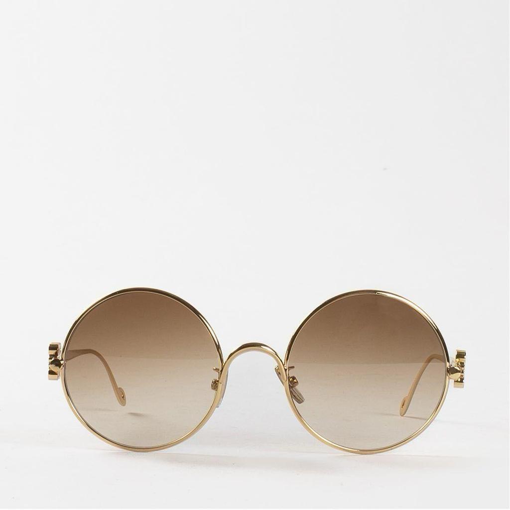 Used [Official Purchase] Loewe Gold Anagram Round Sunglasses Gold Anagram Round Sunglasses Brown