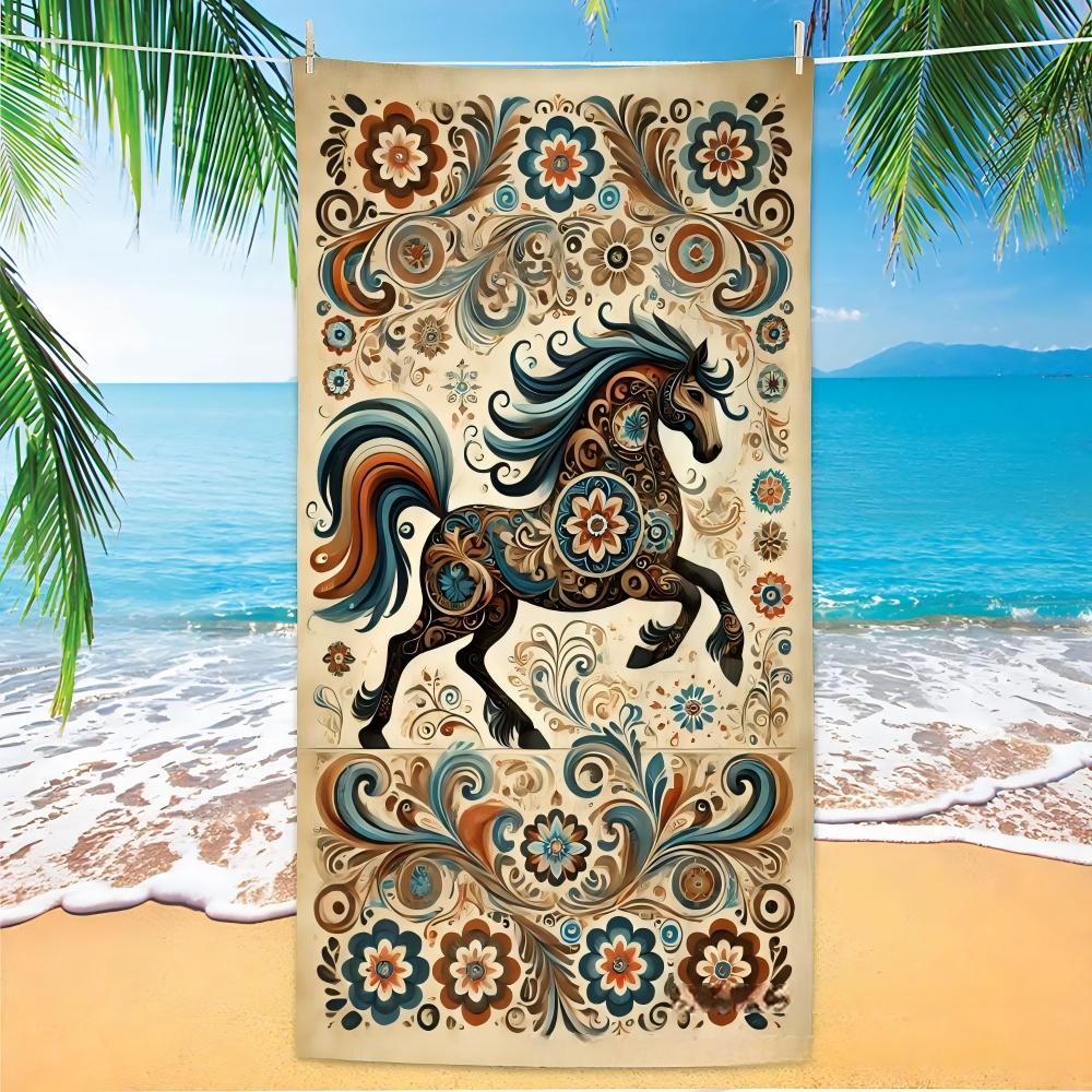 Pastel Bohemian Beach Towel Geometric Pattern Microfiber Quick Dry Bath Towel