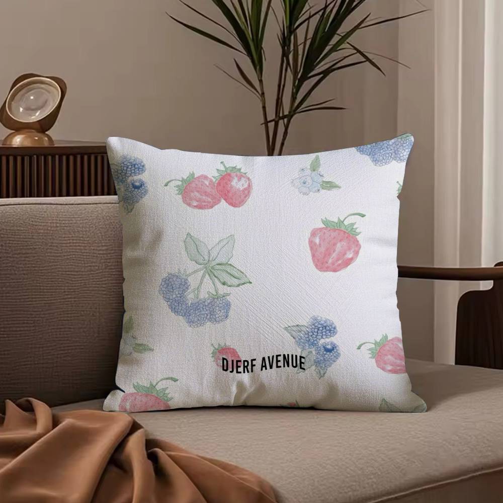 Summer Berries D-Djerf Avenue Pillow Case Anti-dustmite Pillowcase Invisible Zipper Silky Short Plush Sofa Cushion Cover