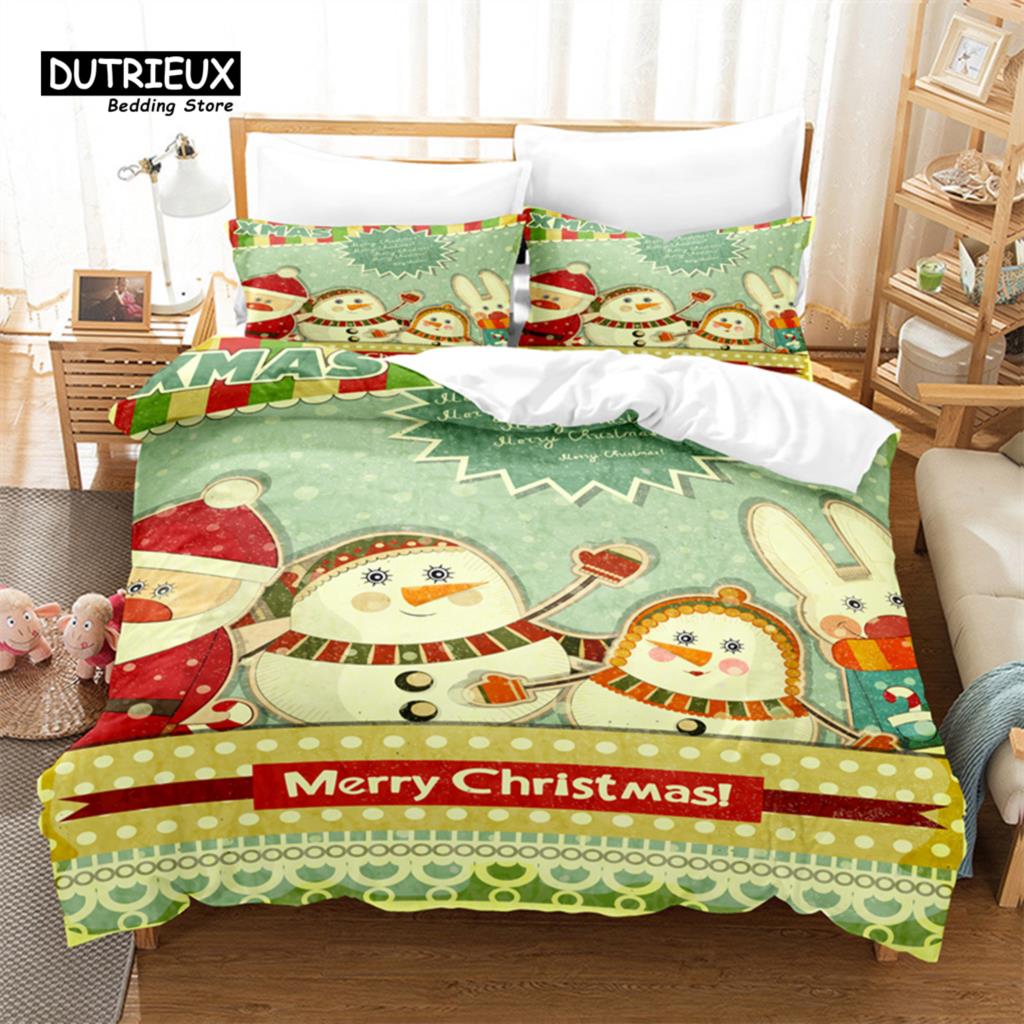 Jul Sängklädesset Jul Tomte Påslakanset 3D Jul Jul Sängkläder Queen Size Modedesign