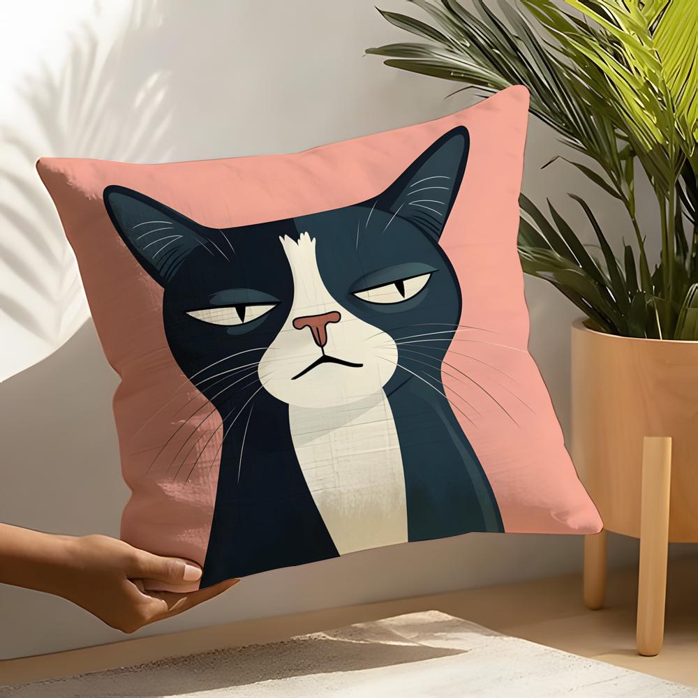 3 Funny And Silly Cat Pattern Pillow Case Home Living Room Decoration Linen Pillowcover Pillow Cases Cushion Cover