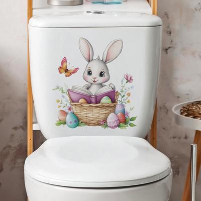 Bemalte Hasen Lesen Toilette Badezimmer Dekorative Wandaufkleber