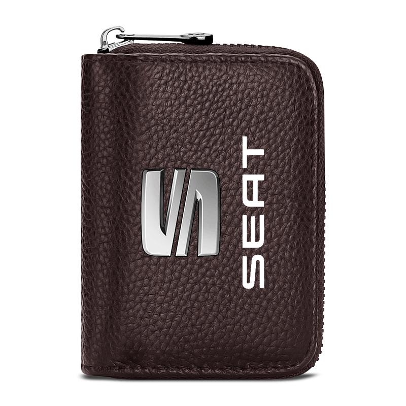 

Кошелек для водительских прав, ID-карты, банковской карты, автомобильный стайлинг для SEAT Leon 5F Ibiza 5 6 MII Altea Toledo 3 Cordoba Alhambra коричневый