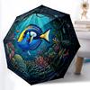 Underwater Marine Life Pattern Umbrella, Portable and Foldable Design, 8 Ribs, a Casual Accessory for Halloween, Christmas, and Birthday Gifts.