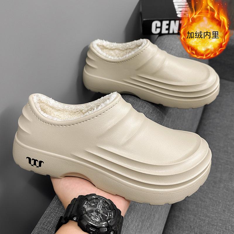 Mode 2024 Mode Küchenarbeit Baumwollpantoffeln Herren Winter Warm Zuhause Baumwollschuhe Wasserdichte Gartenschuhe Indoor Slipper Prägnante Schuhe
