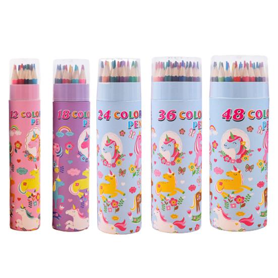 12/18/24/36/48Pcs Colored Pencil Presharpened Soft Core Student Stationery Drawing Pencil for Kindergarten