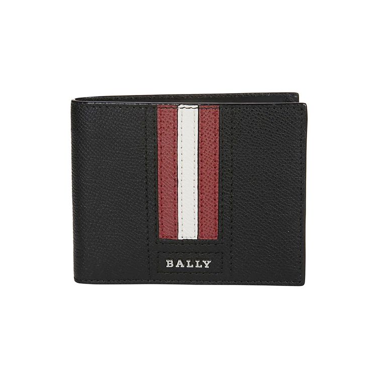 Bally Minimalist Fashion Double Fold Leather Wallet Men wallet Black 6224892 Basic Set (Bag+Dust Bag)