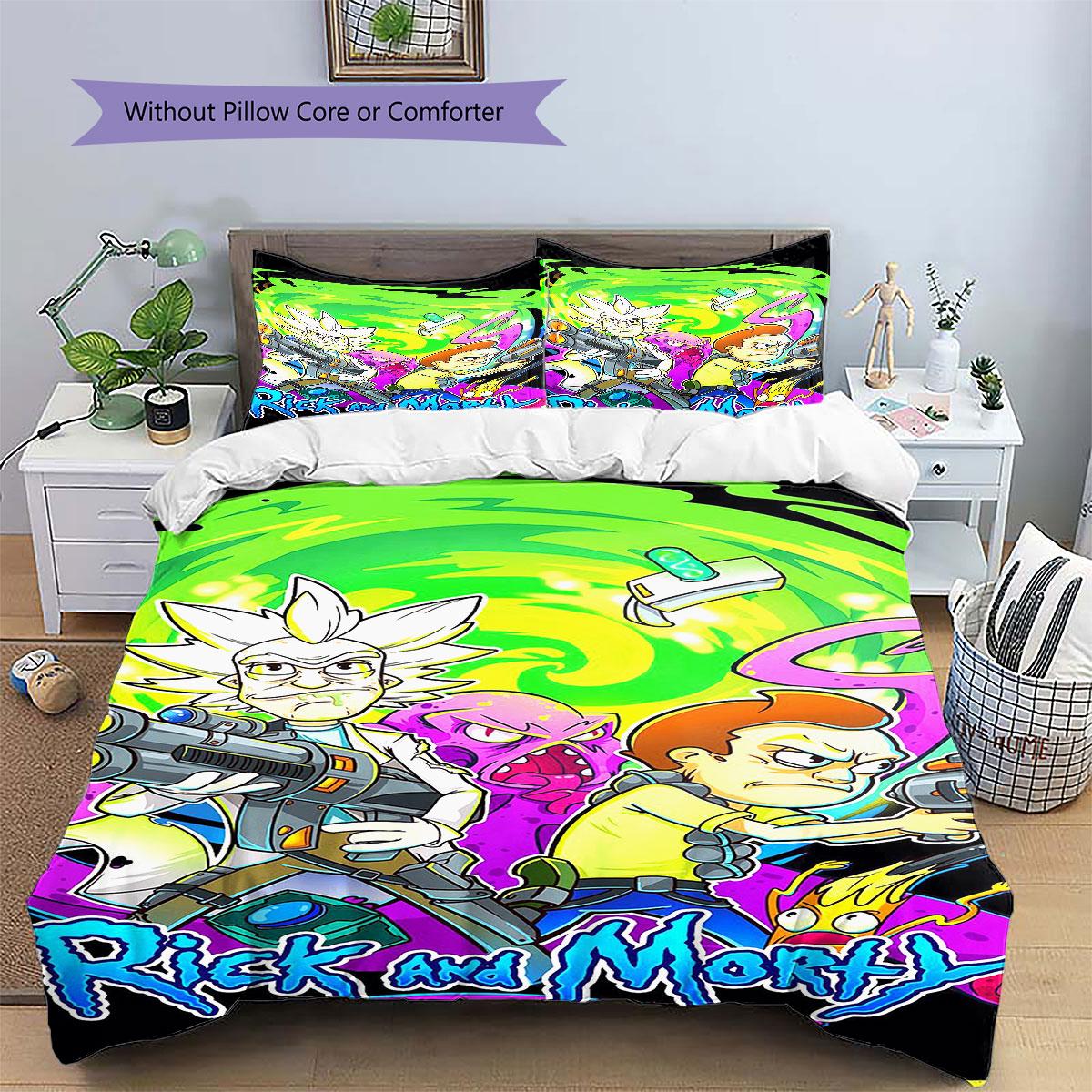 

Super soft Ricky and Morty 3-piece bedding set - 1 duvet cover, 2 pillowcases, skin-friendly and comfortable(Without Core) 135x200cm