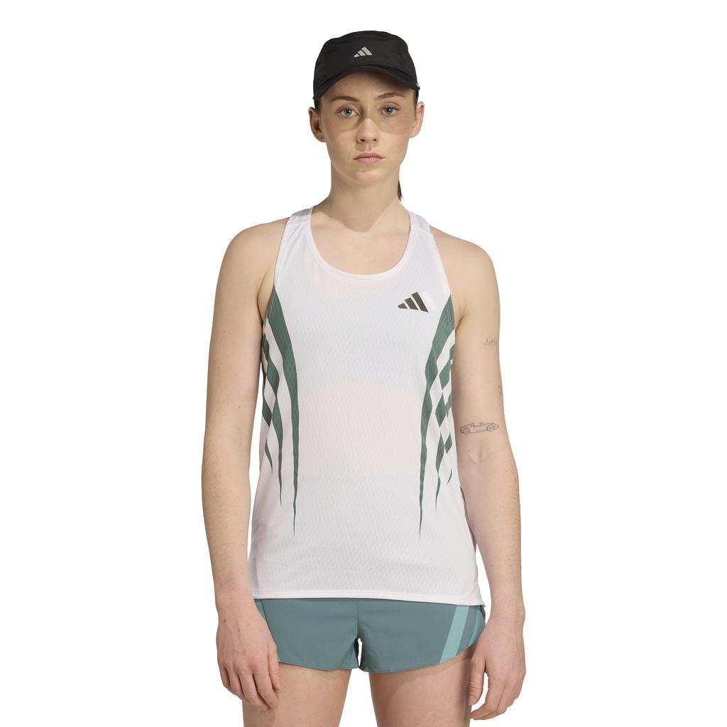 Adidas Running Tank Top adizero SGL Women's KQZ57 White/Pre-rubbed Teal (JZ8034) Size 2L