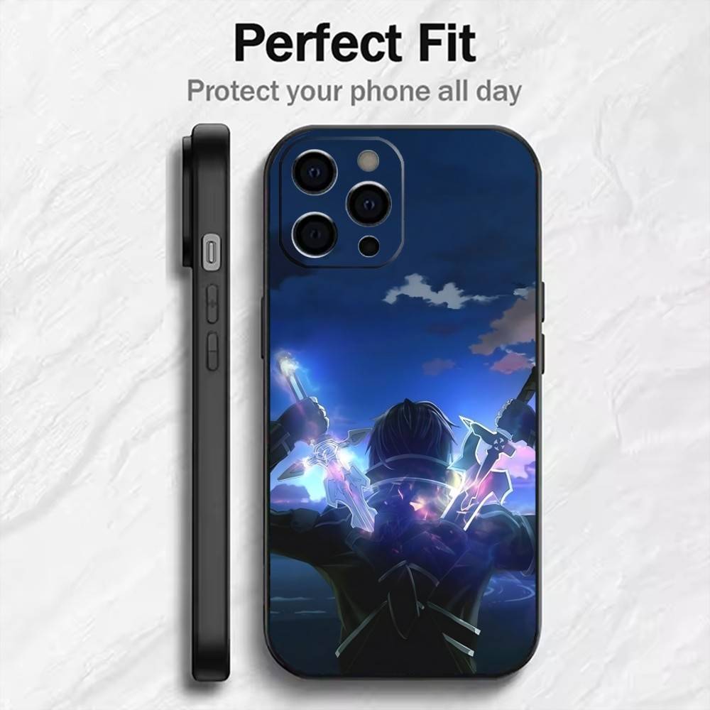 

K-Kirto Sword-AO A-Asuna Phone Case For iPhone17,16,15,14,13,12 Plus,Max Soft Silicone Black Cover iPhoneXSMAX