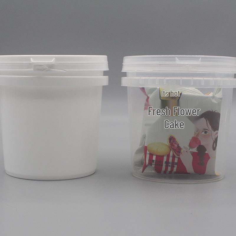 1L Transparent Food Grade Plastic Bucket with Lid for Laundry Pods or Washing Powder