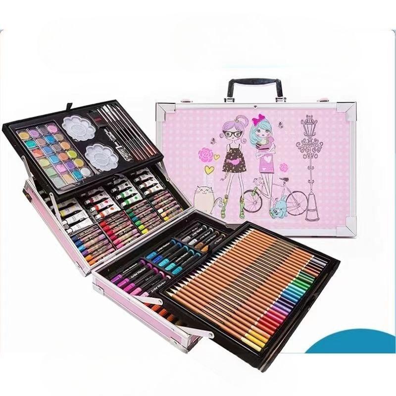 145 Luksusowy Aluminiowy Zestaw Pudełkowy Pędzli Pudełko Prezentowe Zestaw Pisaków Wodnych Dziecięcy Zestaw Prezentowy do Rysowania Artystycznego