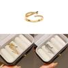 Copper Zircon Geometric Open Ring For Female Dressy Hand Jewelry