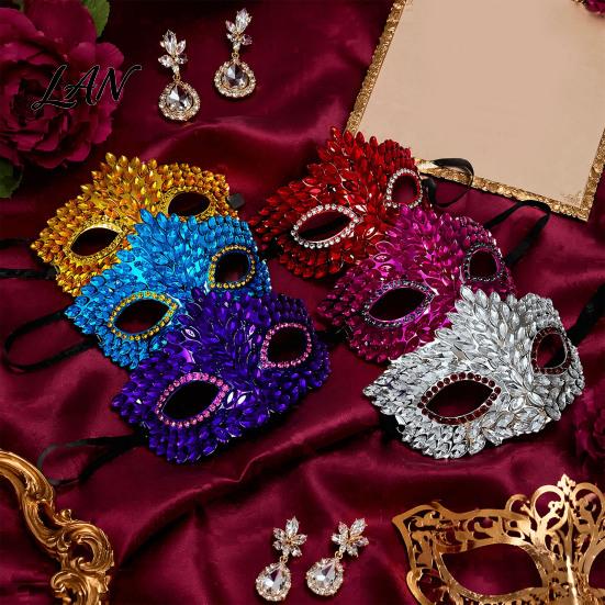Elegant Costume Party Mask Gothic Cat Eye Masquerade Mask, Rhinestone Vintage Half Face, Sexy Shining Venetian Style Halloween Costume, Glitter