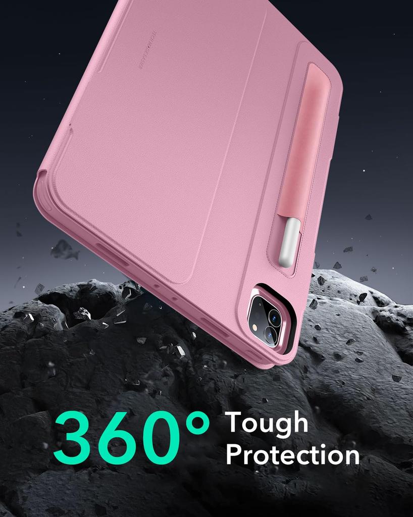 ESR iPad Pro Case Exclusive Rotating Case with Removable Magnetic 9 Adjustable Angle Rugged Shift Pink 12.9 (2022/2021, 6th/5th Generation) Cover,