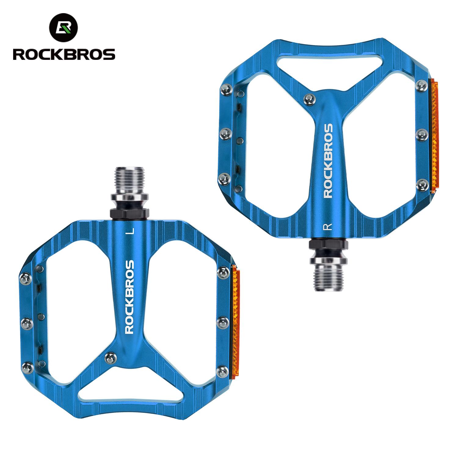 

ROCKBROS Bicycle Pedal Non-Slip Durable Single Bearing Aluminum Alloy Reflective Pedal Hollow Design Lightweight Bike Road Pedal 370019005