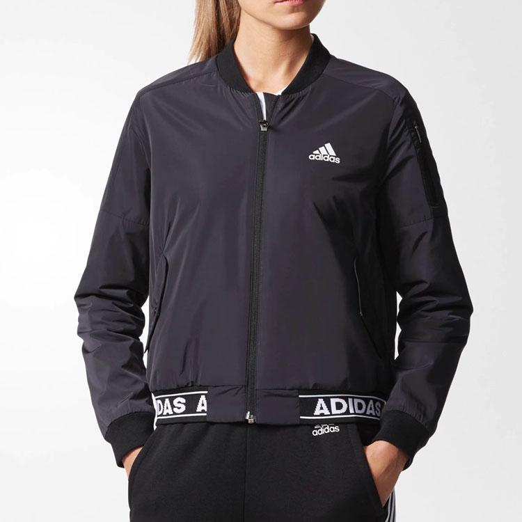 Adidas Alphabet Logo Print Sports Woven Casual Jacket Women Jacket Black CE2535