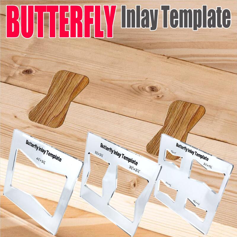 Practical Butterfly Inlay Template Portable Router Jig Template Wear Resistant Location Positioning Woodworking Tools