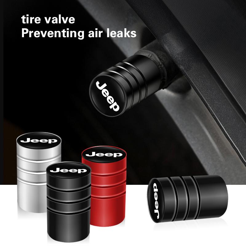 4 Pack 3D Metal Car Tire Wheel Valve Cap Air Valve Cover for Jeep JPB Renegade Wrangler jk Compass Grand Cherokee Gladiator AJQ1