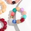 Handmade Acrylic Square Beads Bracelet Bangle for Women Boho Irregular Geometric Beaded Elastic Bracelets Retro Jewelry Gifts