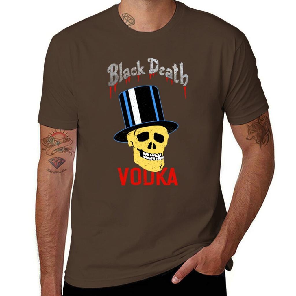 Black Death Vodka T-Shirt anime blanks T-shirts for men cotton