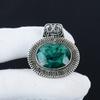 Beautiful Emerald Gemstone Silver Pendant In 925 Sterling Silver- Handmade Design, Everyday Wear Jewelry, Antique Pendant Easter Gifts