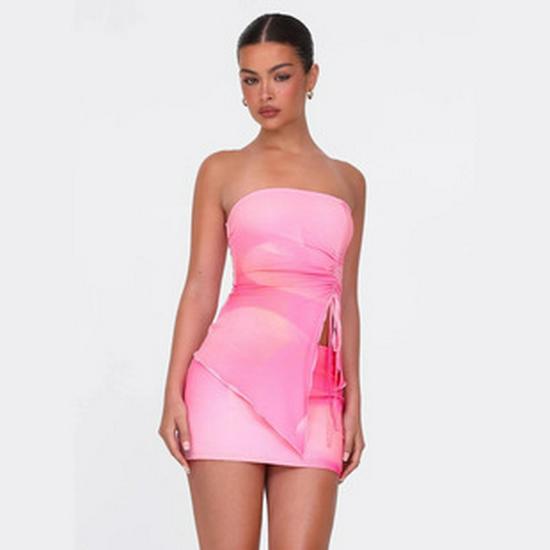 2024 Summer/Fall New European & American Style Women's Sexy Frill Stitch Split Dress