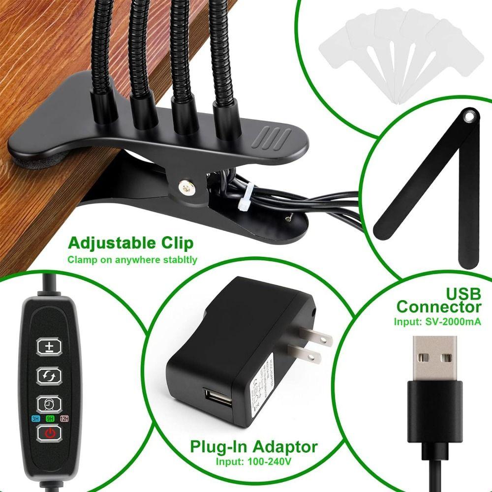 Full Spectrum Clip Grow Lamps 2/3/4 Heads Potted Plant Lamp Hydroponic Lights  Seedling Grow Tent