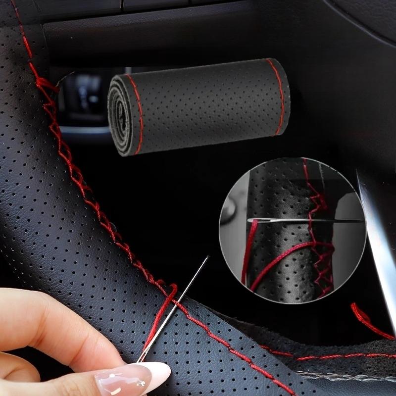 Leather Car Steering Wheel Cover Car Braid On The Steering Wheel DIY Universal Auto Steering Wheel Cover Leather Case