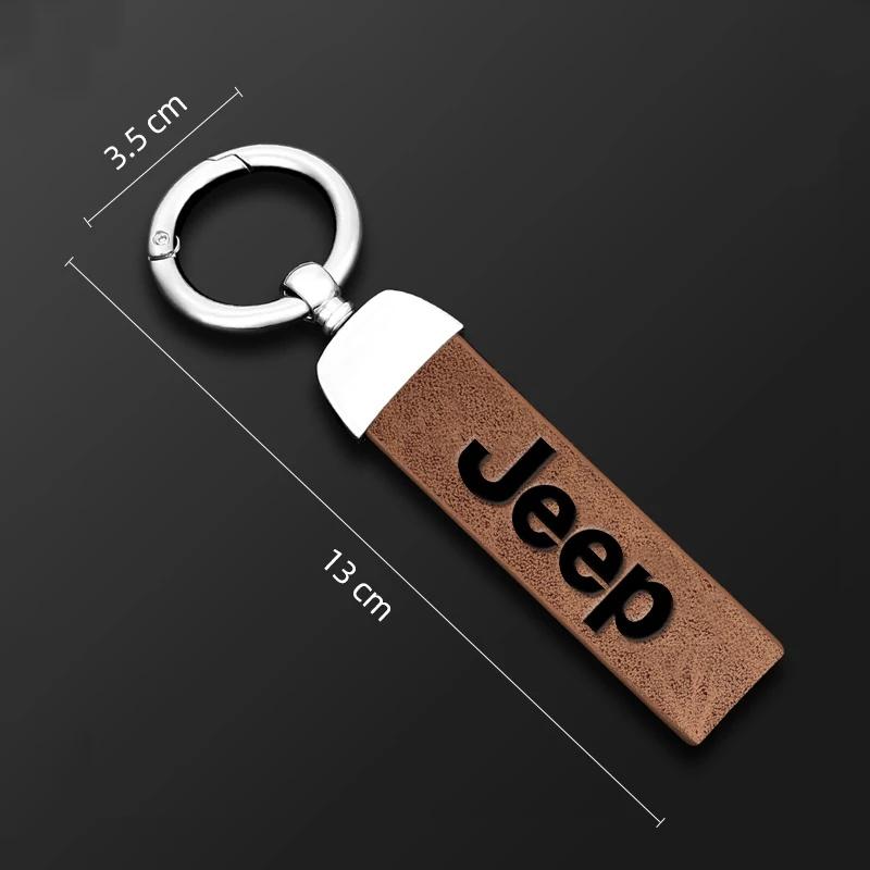 Luxury Anti-Lost Leather Car Keychain for Jeep Renegade Wrangler JK Grand Cherokee Compass Auto Key Fob Holder Car AccessoriesG