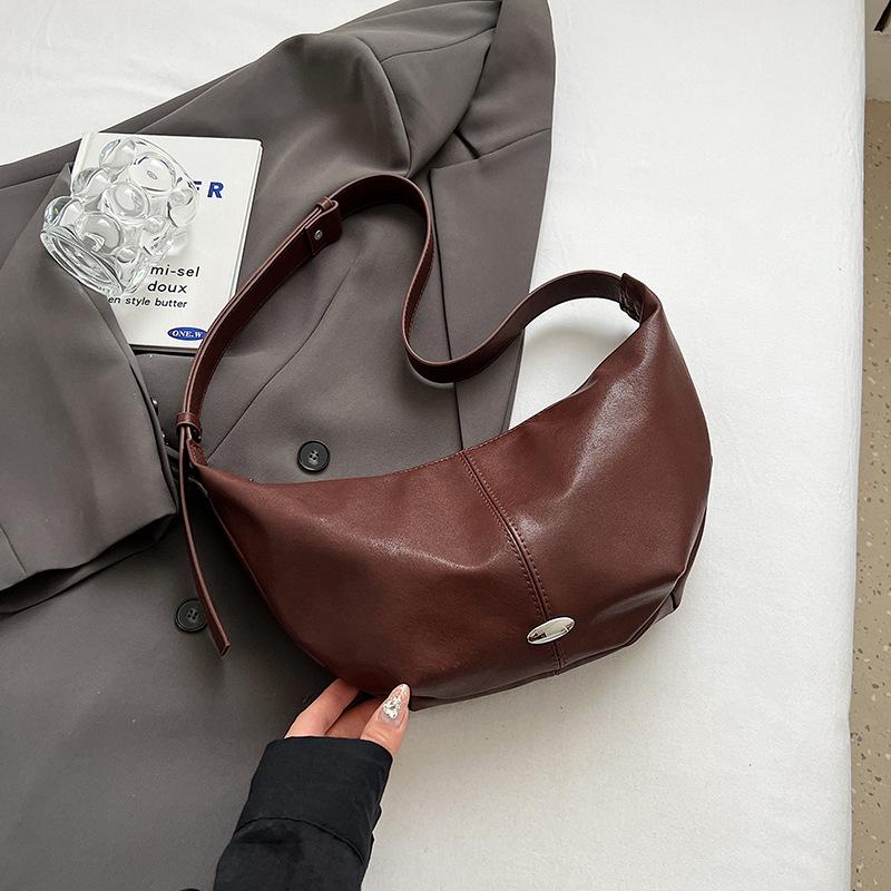 

Премиальная ретро сумка-мессенджер большой вместимости женская 2024 новая простая сумка-пельмень повседневная сумка через плечо для поездок на работу кофейный