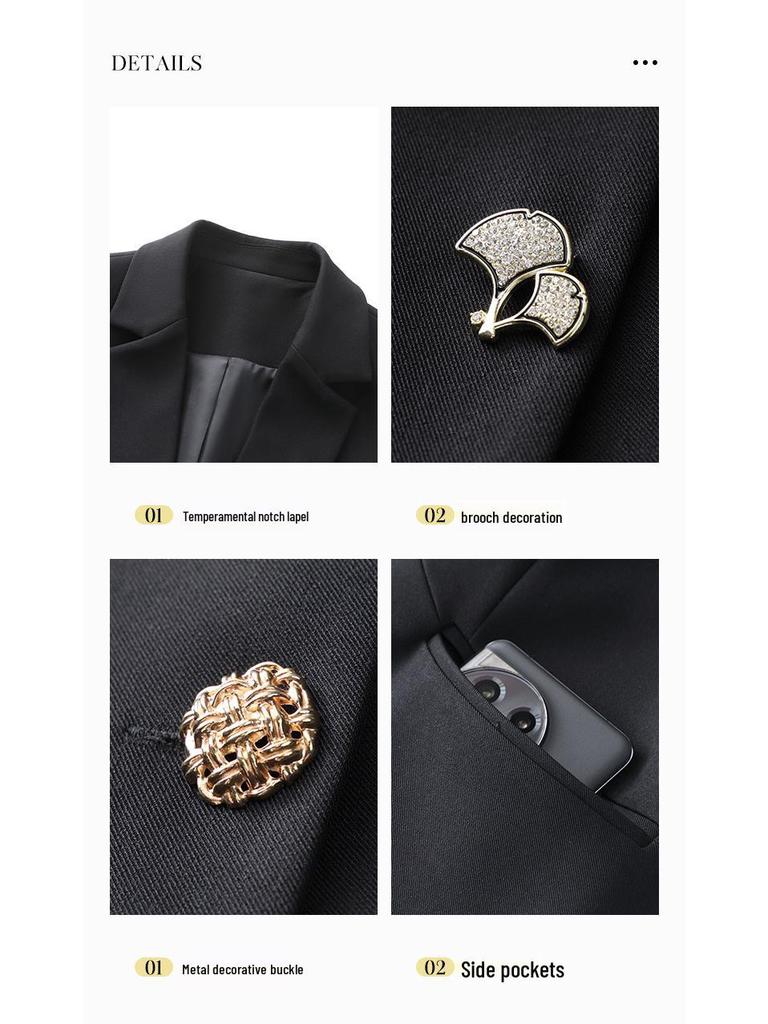 2024 Autumn/Winter Plus Size Slimming Commuter Suit Jacket for Middle-Aged Women