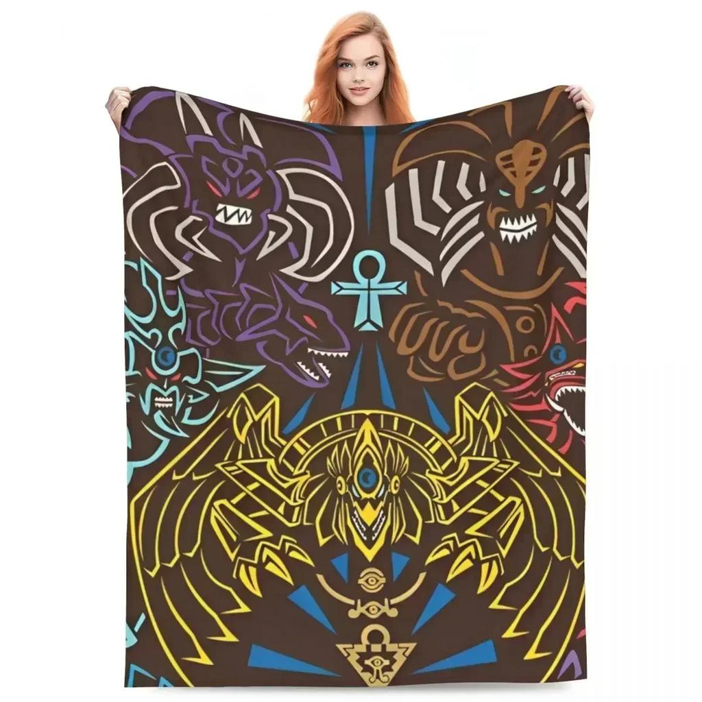 Blauäugiger Weißer Drache Decken Japanischer Anime Yu-Gi-Oh Flauschig Lustig Warme Überwurfdecke für Zuhause Restaurant Winter
