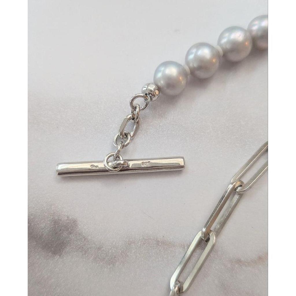 Used Star Jewelry GRAY PEARL LINKS Necklace