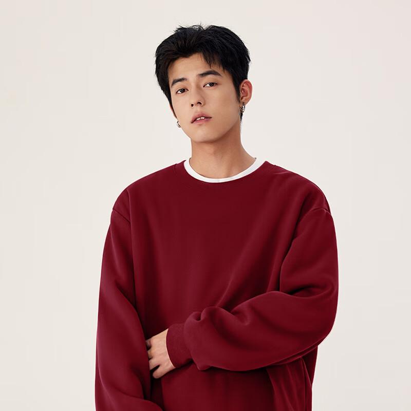 MINISO Men's Winter Fleece Lined Crew Neck Sweatshirt